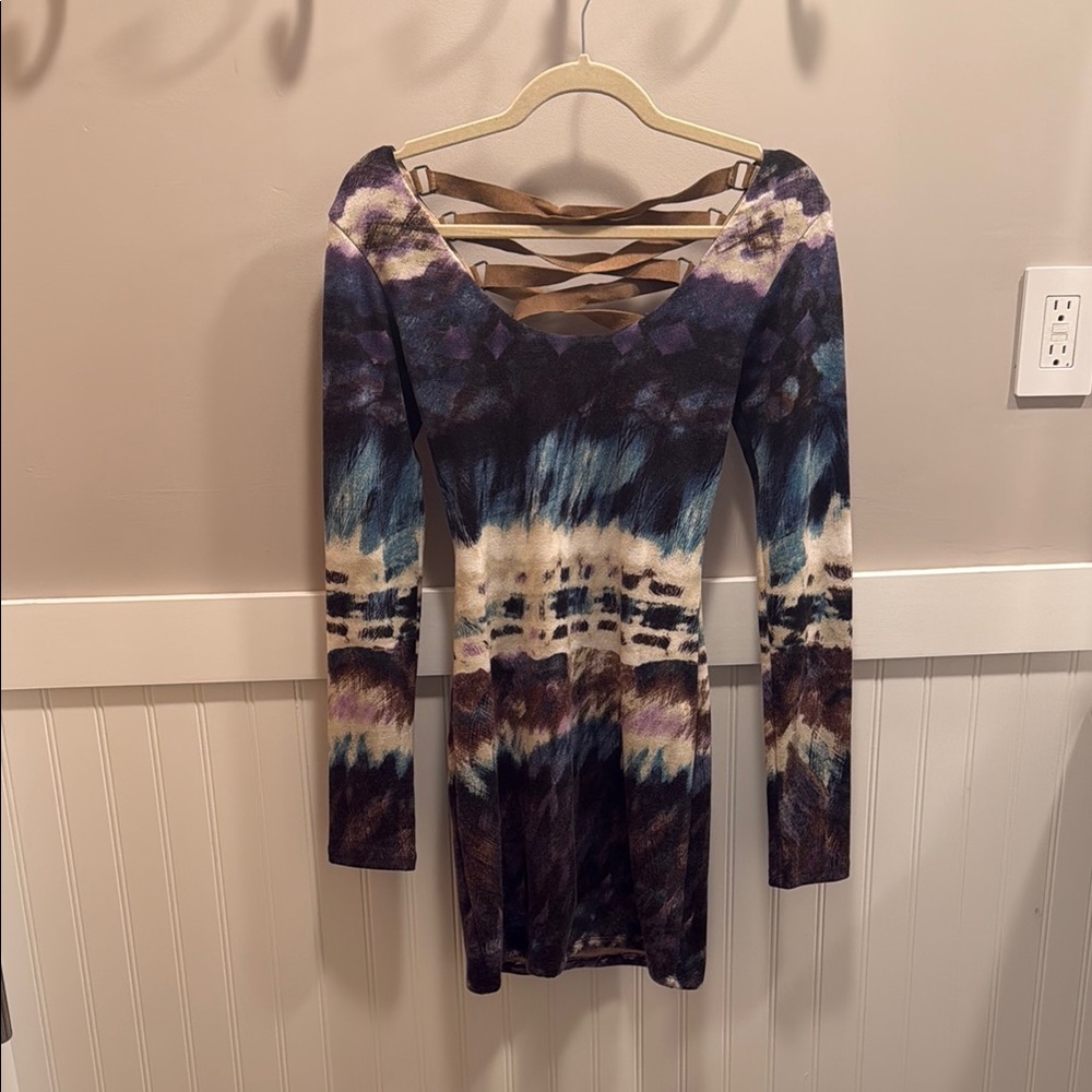 Tie Dye Bodycon Long Sleeve Sweater Dress